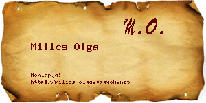 Milics Olga névjegykártya